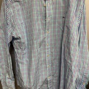 Vineyard Vines Blue and Green Checkered Shirt XL